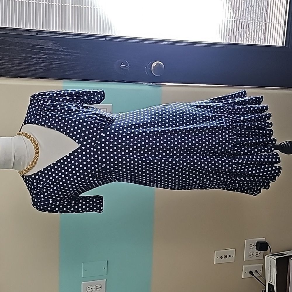 Michael Kors navy polka dot classic fitted style dress size small - Picture 3 of 13